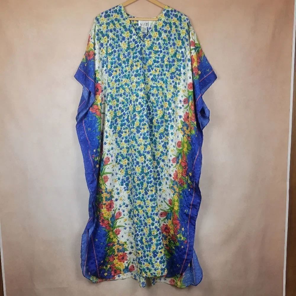 Vintage Sante Kaftan Long Floral Dress One size
